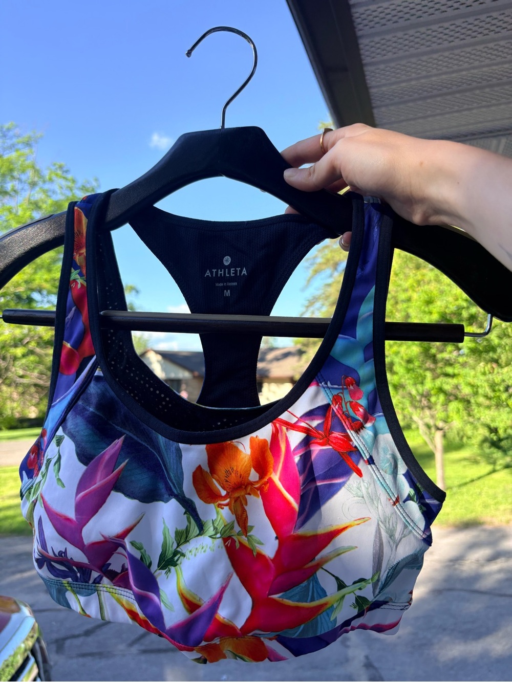 Athleta Floral Racerback Sports Bra - Multicolor
